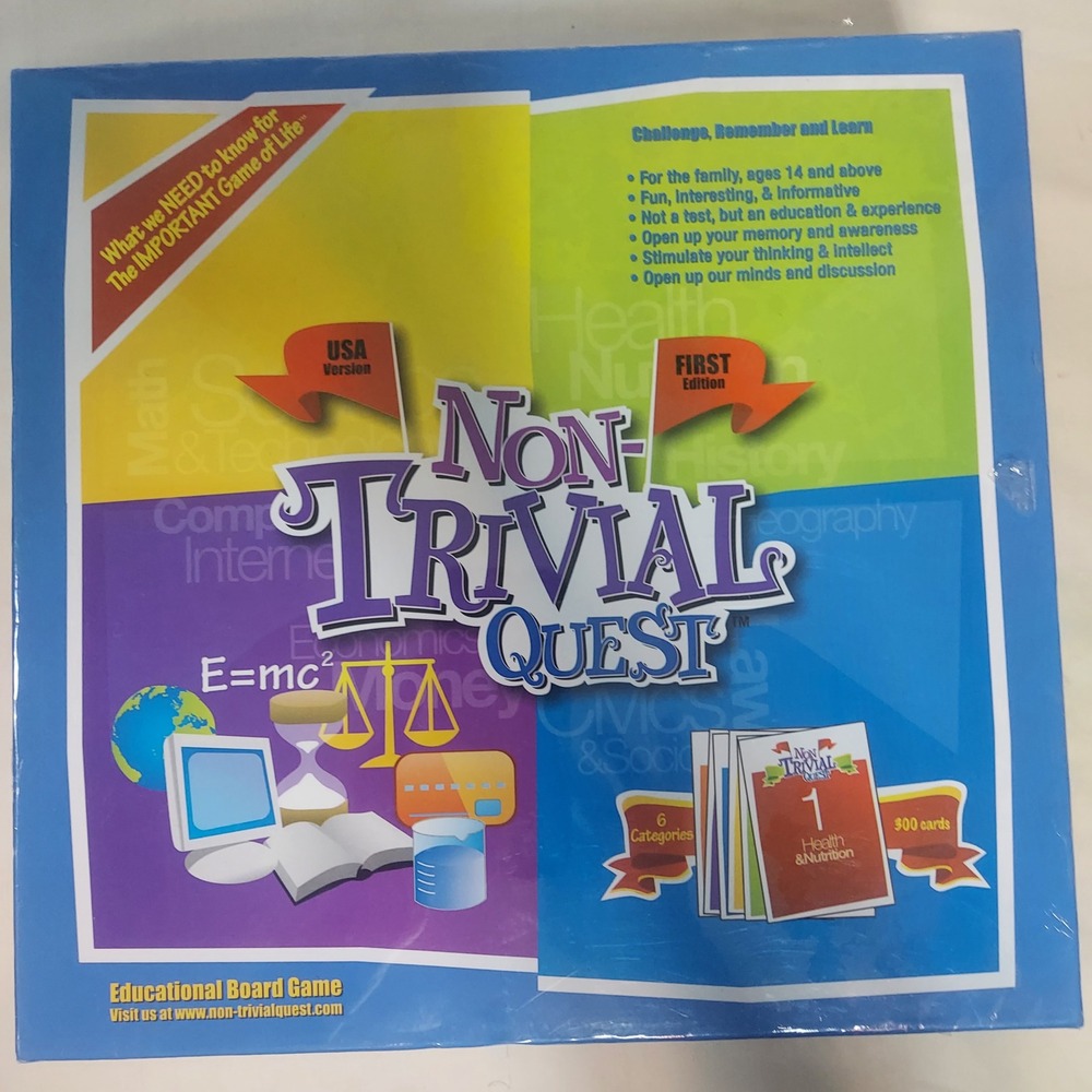 Non Trivial Quest Educational Board Game USA First Edition‎ 300 Cards New
